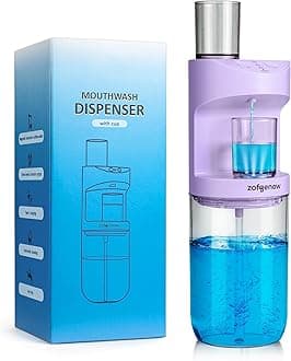 Automatic Mouthwash Dispenser for Bathroom,Bathroom Accessories 19.4 Fl Oz Dispensers with Magnetic Cups,Wall Mounted Dispenser,Suitable for All Age Groups,Purple