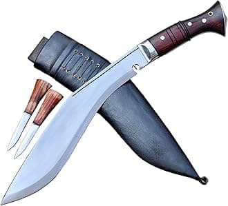 Survival Kukri - 12 Inch Carbon Steel Blade - Handmade in Nepal - Ambidextrous - With Karda & Chakmak Accessories