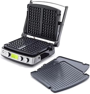 Elite 7-in-1 Multi-Function Contact Grill & Griddle, Healthy Ceramic Nonstick Aluminum, Grill & Waffle Plates, Adjustable Shade & Shear, Closed Press/Open Flat Surface, PFAS-Free, Black
