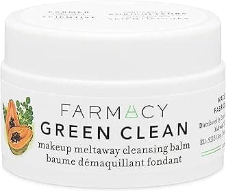 Farmacy Makeup Remover Cleansing Balm - Green Clean Waterproof Makeup Remover Balm + Oil Cleanser for Face - Gently Melts Make Up + SPF - Hydrates + Softens Skin with Super Greens + Papaya (12ml)