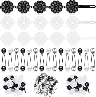Jutom 72 Pcs Hair Barrettes Balls for Girls Self Hinge Hair Ties Bubble Accessories Set 80s 90s Bow Flower Plastic Clips for Baby Toddler(Black, White, Clear)