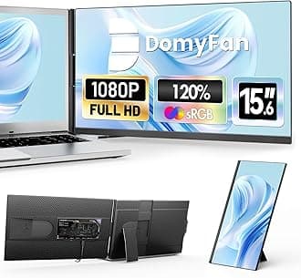 domyfan 15.6" Laptop Screen Extender, 120% sRGB FHD 1080P IPS Laptop Monitor Extender Dual Screen, Portable Monitor for Laptops 13-17" with HDMI/USB-A/Type-C Plug-Play for Windows, Mac, Android