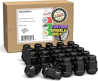 Wheel Accessories Parts 20 Pcs M14x1.5 14x1.5 Thread Bulge Acorn 1.4" Long Lug Nuts Black 3/4" 19mm Hex Fits Chevy Camaro Corvette ｜ Dodge Charger Challenger ｜ Ford Mustang ｜ Jeep Wrangler