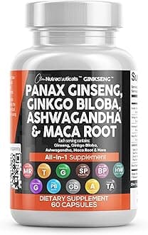 Panax Ginseng Ginkgo Biloba Ashwagandha Maca Root - Focus Supplement Pills for Women and Men with Pine Bark Extract, Garlic, and Saw Palmetto - 60 Caps