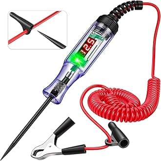 Test Light Automotive 5-90V Digital LED Circuit Tester with Voltage Display, Auto Bidirectional Voltage Tester, Electric Test Pen with Extended Spring Wire & Probe for Car RV Fuse Checker