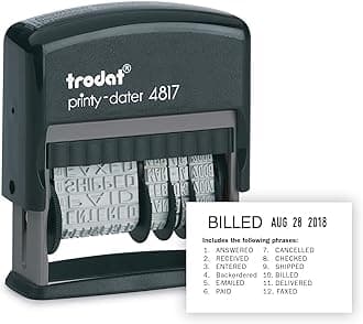 Trodat Printy 4817 Self-inking Economy 12-Message and Date Stamp, Black