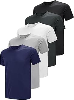 Teesmen Men's T-Shirts 5 Pack Short Sleeve Crew Neck UK Plain Cotton