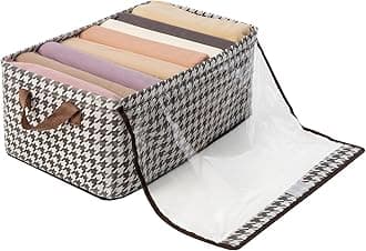 House of Quirk Durable Linen Closet Organizers and Foldable Flip Storage Baskets, Rectangle Storage Boxes for Pants, Shirt, Sweaters, Bra Panty, Socks (Pack 1, Houndstooth)