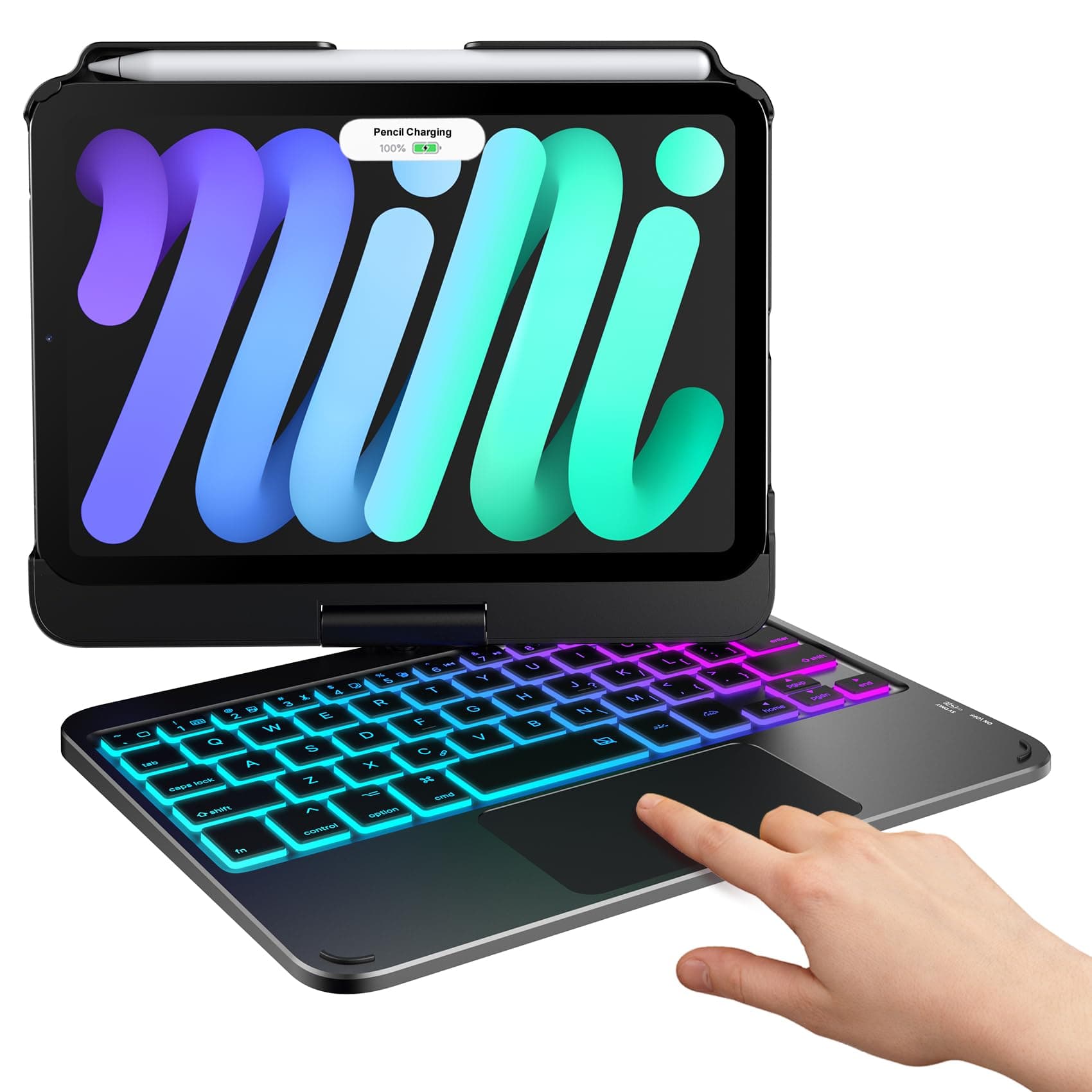 typecase - Keyboard Case for iPad mini 7 (2024) & Mini 6 (2021) - Wireless Keyboard Case for iPad mini 7th Generation 8.3 inch, 10 Colors Backlit Keyboard Case with