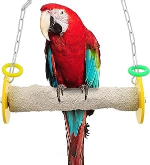 Sweet Feet and Beak Roll Bird Swing - Perch Bird Toys Trims Nails and Beaks, Safe and Non-Toxic Bird Cage Accessories for Small and Large Birds, Swinging Toys Birds Will Love, XL 11 Inches