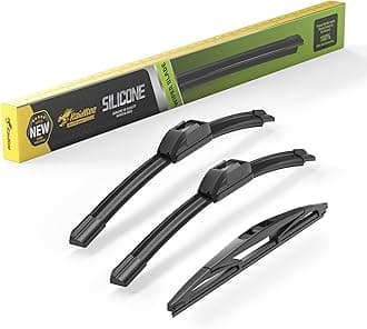 Raidbee® Silicone Windshield Wiper blades 3 pack Replacement for Jeep Wrangler 2023 2022 2021 2020 2019 2018 All-Season Silicone Windshield Wipers 16" 16" 12"