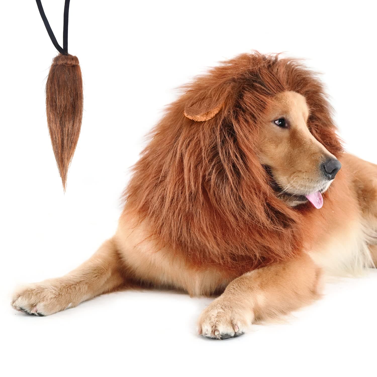 CPPSLEECPPSLEE Lion Mane for Dog Costumes, Realistic Wig for Medium to Large Sized Dogs, Halloween Costumes (Dark Brown)