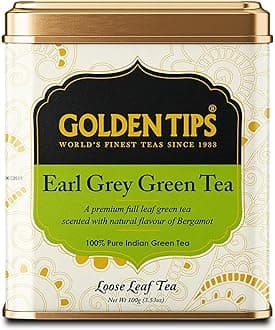 Golden Tips Earl Grey Green Tea Loose Leaves Tin can (100 Gram, 50 Cups)