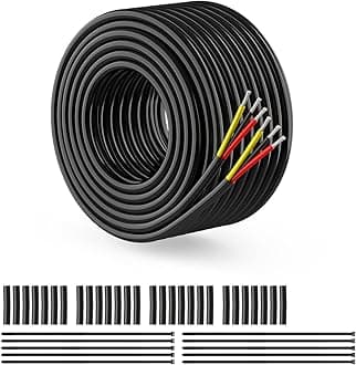 NAOEVO 22 Gauge Wire 3 Conductor Electrical Wire, 22 AWG Stranded PVC Cord, 12V Low Voltage/Tinned Copper/Flexible Cable for Automotive Wiring, Lamp Cord, Marine Cable (50FT)