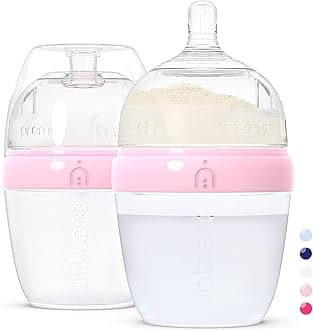 Baby Bottles with Built-in Formula Dispenser, Anti-Colic Wide Neck Design for Newborn Feeding and Everyday Baby Essentials, 6 Oz Slow Flow (2 Pack), Cute Pink