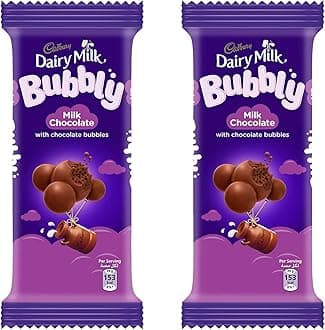 Cadbury Dairy Milk Bubbly Milk Chocolate, 2 X 87 g