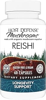 Host Defense Reishi Capsules - Heart & Immune Health Support Supplement - Mushroom Supplement to Support Energy & Vitality - Reishi Supplement to Aid Overall Well-Being - 60 Capsules (30 Servings)*