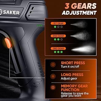 Saker Electric Paint Sprayer Gun for Car Paint Scratch Repair, Handheld High Power Portable Cordless Spray Paint Gun for Painting Cars,Cabinet, Paint Repair and DIY Blue 3 Gear