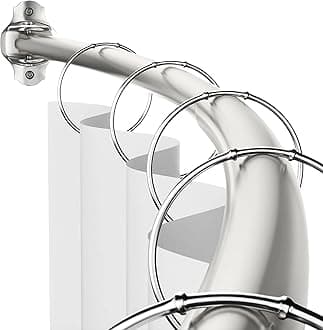 Curved Shower Curtain Rod, Adjustable 40-72 inches Extra Wide Curved Shower Rods for Bathroom, Rust proof Shower Rod, Stainless Steel Curved Curtain Rod for Shower, Bathtub, Brushed Nickel