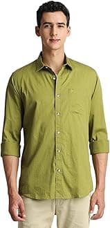 Peter England Men's Cotton Slim Fit Solid Full Sleeve Casual Shirt