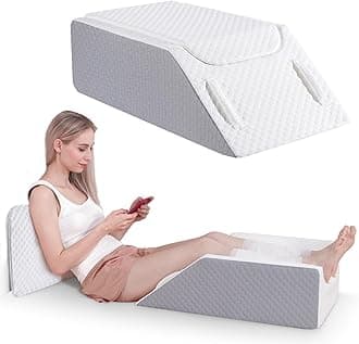 Forias Adjustable Leg Elevation Pillows for After Surgery, Memory Foam Knee Pillow for Back Sleeping, Leg Elevated for Lower Back Pain Sciatica Knee Hip Ankles Pain Relief
