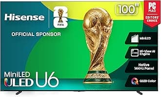 100" Class U6 Series Mini-LED 4K UHD Smart Fire TV (100U65QF, 2025 Model) - QLED, Native 144Hz, HDR10+, Dolby Vision IQ, Dolby Atmos, Game Mode Pro, ALLM, Alexa Built in, Black