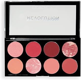 Revolution, Ultra Blush Palette, 8 Pigmented Shimmer & Matte Makeup Shades, Blendable Powder Blush Formula, Vegan & Cruelty-Free, Sunset Burst