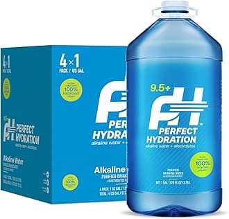 Perfect Hydration 9.5+ pH Alkaline Drinking Water, Electrolyte Minerals for Taste, Made in the USA, 1 Gallon (128 fl oz) Jug, Case of 4