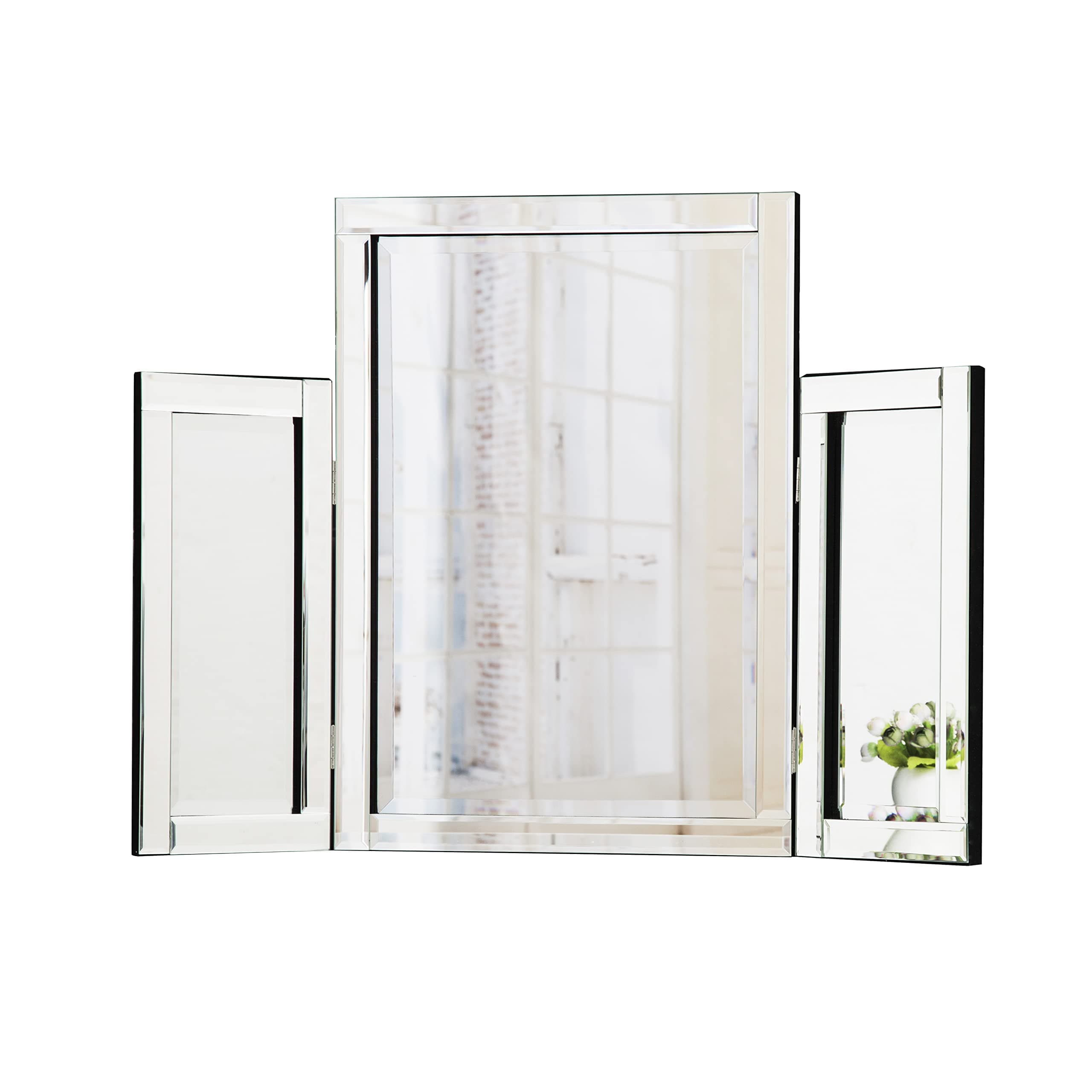 RICHTOP Dressing Table Mirror Large Tri-fold Tabletop Make-up Vanity Mirror for Bedroom, Dressing Room, 3-Way Free Standing Design clear glass 78CM X 54CM