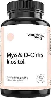 Wholesome Story Myo-Inositol and D-Chiro Blend Most Beneficial 40:1 Ratio PCOS, Hormonal Balance and Healthy Ovarian Function Support Vitamin B8 for Women (120 Vegetarian Capsules)