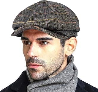 Fashion Men’s Classic Newsboy Gatsby Hat Blend Wool Vintage Flat Ivy Cabbie Cap Boyfriend Gifts(Medium/Large/X-Large)