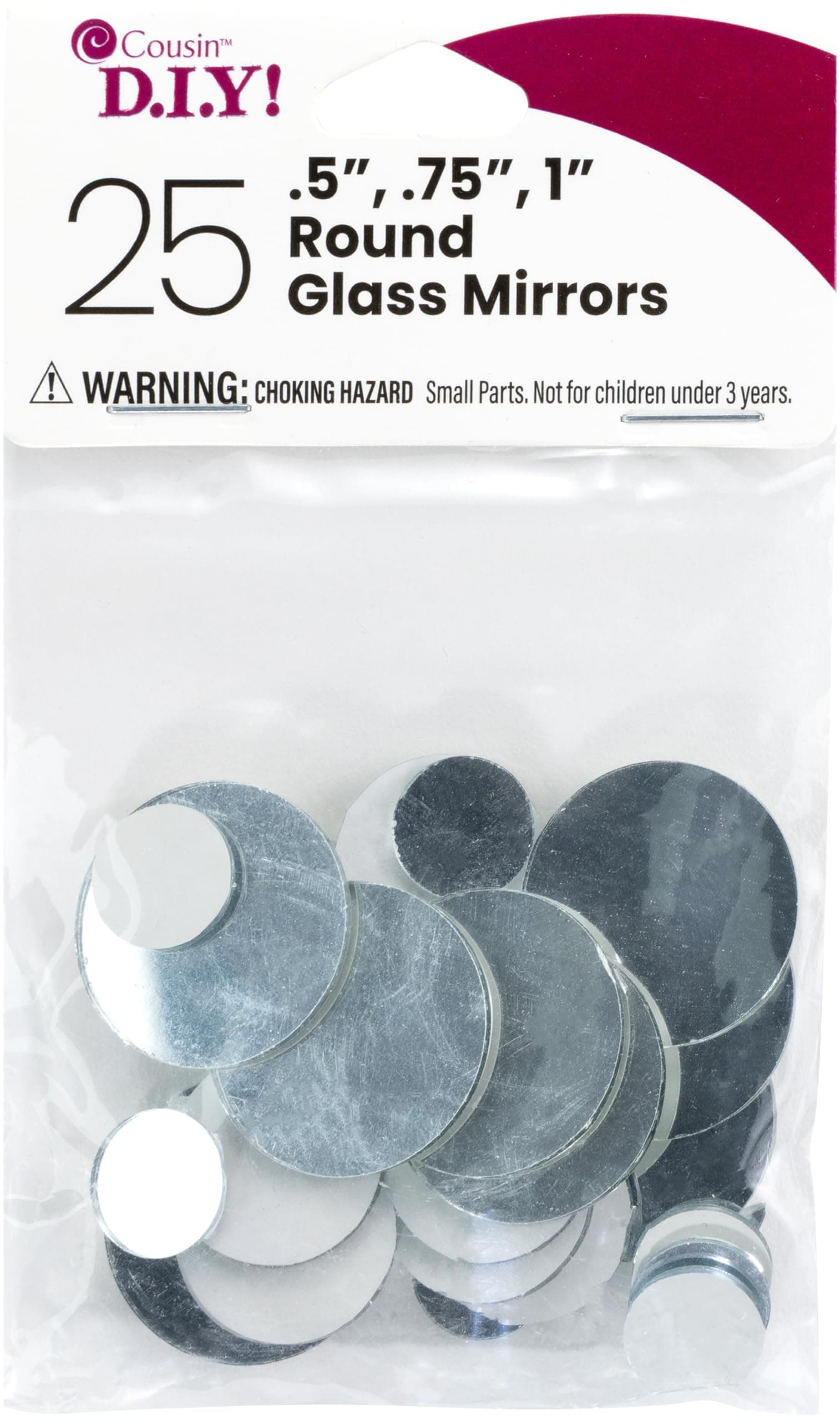 Round Glass Mirrors, 25 Piece Multi Pack, Assorted Sizes