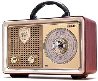 PRUNUS J-110 Retro Portable Radio AM FM Shortwave Radios Transistor Battery Operated Vintage Radio with Bluetooth Speaker,3-Way/AC Power Sources,AUX TF Card USB Playing for Home/Outdoor/Gift