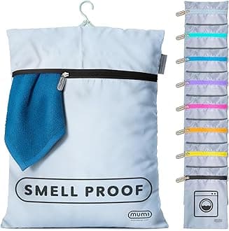 Travel Laundry Bag – Moisture & Smell-Proof Clothes Bag with Folding Hanger & Outer Pouch | Large Laundry Storage Bag for Suitcase, Gym & Packing | Dirty Clothes Organizer (Black)