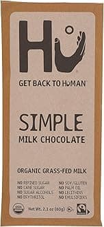 Simple Milk Chocolate Bar, Organic Grass-Fed Milk, Fair Trade, Kosher, USDA Certified Organic, Gluten Free, 2.1 Ounce (Pack of 6)