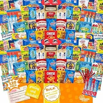 Snacks Variety Pack (120 Count) - Easter Snack Box Care Package, Bulk Snack Packs Variety Box with Chips & Cookies - Easter Basket for Adults, Kids & Teens, College Students, Office & Birthdays