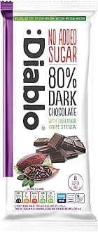 Diablo No Added Sugar 80% Dark Chocolate – No Added Sugar Chocolate Bar, Sweetened with Stevia, Gluten Free, Ideal for Any Occasion, Birthdays, Valentines, or Gift Hampers, 75g (Pack of 1)