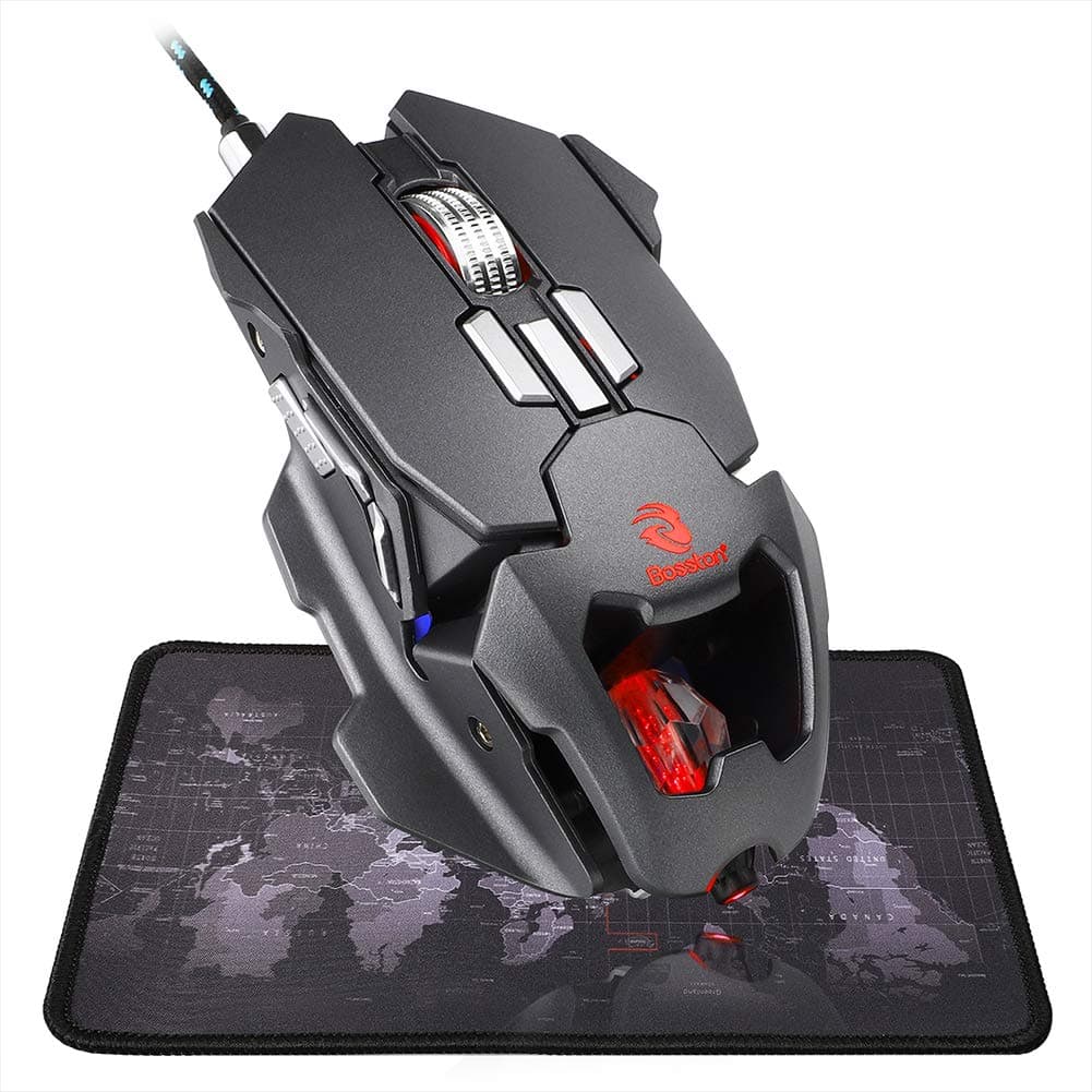 BlueFinger Backlit Gaming Mouse Wired with Mouse Pad, Programmable 9 Buttons,Ergonomic Backlit Breathing LED Mice (M650 Gaming Mouse with Mousepad)