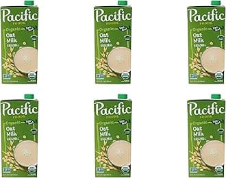 Pacific Foods Original Organic Oat Milk, Plant Based Milk, 32 oz Carton (Pack of 6)