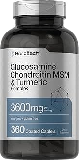 Glucosamine Chondroitin | 3600 mg | 360 Caplets | MSM and Turmeric | Advanced Formula for Joint Support | Non-GMO, Gluten Free | by Horbaach