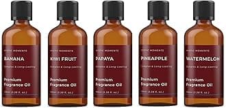Mystic Moments | Exotic Fruit Fragrant Oil Gift Starter Pack 5x100ml| 5 Sweet Tropical Fragrance Oils – Banana, Kiwi Fruit, Papaya, Pineapple & Watermelon | Bright Summer Home Ambience