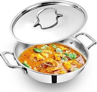 Triply Stainless Steel Kadai/Kadhai with Steel Lid | 30cm/11.8 inch, 4.5Ltr, 2.4kg | Induction Friendly | Nonstick 3-Layer Body, 100% Toxin-Free, No Chemical Coating