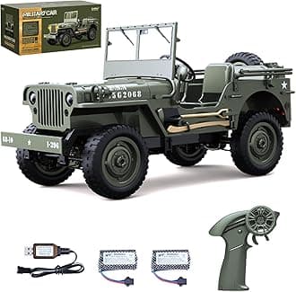 Hylukon Remote Control Car, 2.4Ghz 4WD Off Road RC Jeep Rock Crawler Vehicle with Linked Lights, 1:10 Scales All Terrain Remote Control Trucks RTR Hobby RC Car for Kids Adults