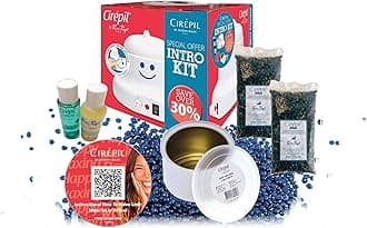 Cirepil - Intro Waxing Kit - Professional Hard Wax Kit for Hair Removal - Includes Happy Heater, Original Blue Wax Beads, Pre & Post Care - DIY Salon Results for Sensitive Skin, Brazilian & Body