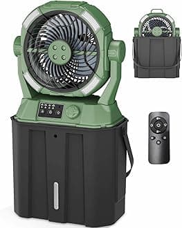 Portable Misting Fan Rechargeable with Remote Control, 6L Bucket Camping Fan