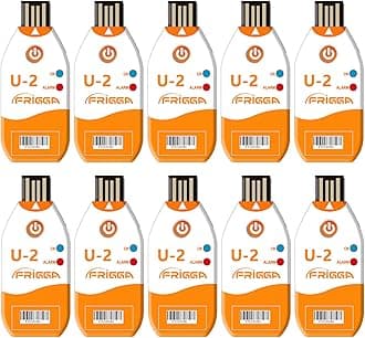 Frigga 10pcs USB Temperature Data Logger Single Use Temperature Recorder 100 Days High Accuracy Thermometer Monitor 14400 Points with PDF CSV Report,U2