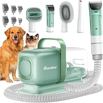 Dog Grooming Kit with Vacuum, 15000Pa Pet Hair Clipper and Shedding Brush, 50dB Low Noise, 2L Capacity, White