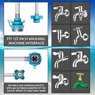 Eightiz 3 Meter Flexible PVC Washing Machine Inlet Hose water pipe, Universal Water Inlet with Tap adaptor Connector for Top & Front Load Fully Automatic