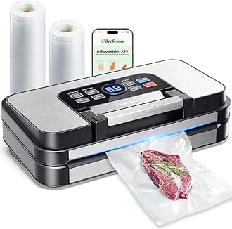 95Kpa Powerful Precision Pro Vacuum Sealer, with Double Heat Seal & Double Pump, Easy-Lock Handle, 10-in-1 Vacuum Sealer Machine for Food with Bags Storage, Built-in Cutter, Stainless Steel