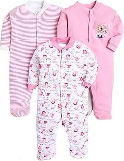 100% Cotton Baby Rompers Sleepsuits Jumpsuits Night Suits for Newborn Baby Boys & Girls | Soft Infant Bodysuit | Pack of 3 Kids Rompers